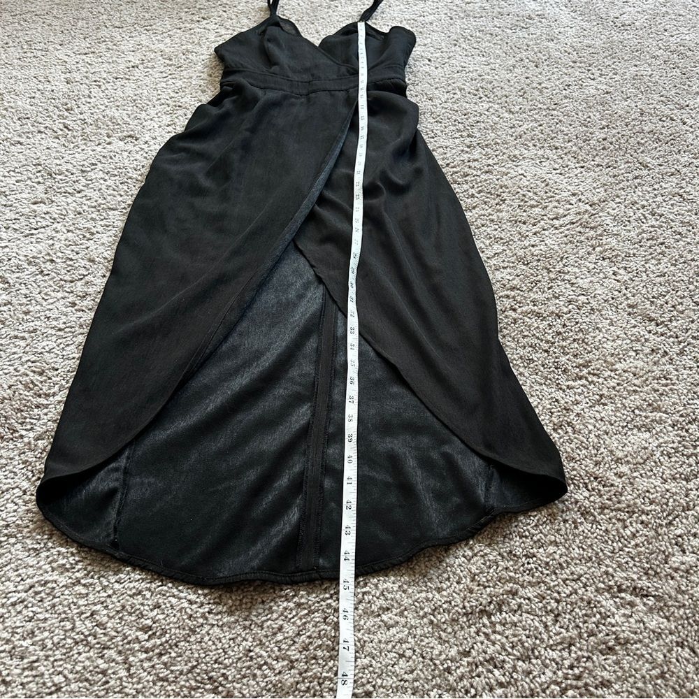 Minty Meets Munt Womens Black Front Slit Adjustable Strap Midi Dress Size Small - Picture 9 of 9